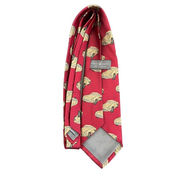 Robert Talbott Best of Class Car Pattern Red Silk Tie - Picture 2 of 6